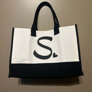 Stylish Black and White Canvas Tote Bag